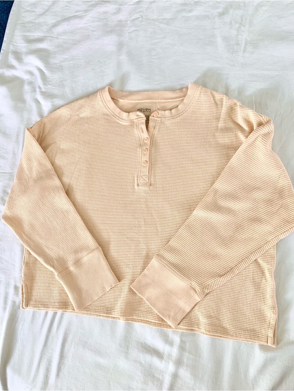 Haven Well Within Organic Cotton Waffle Knit Henley. XL